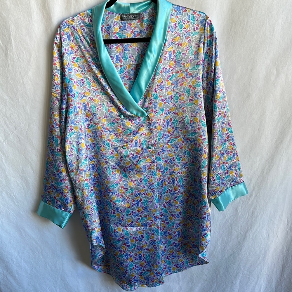 Prima Donna Carole Hochman aqua/purple/blue/gray sleepwear, size M